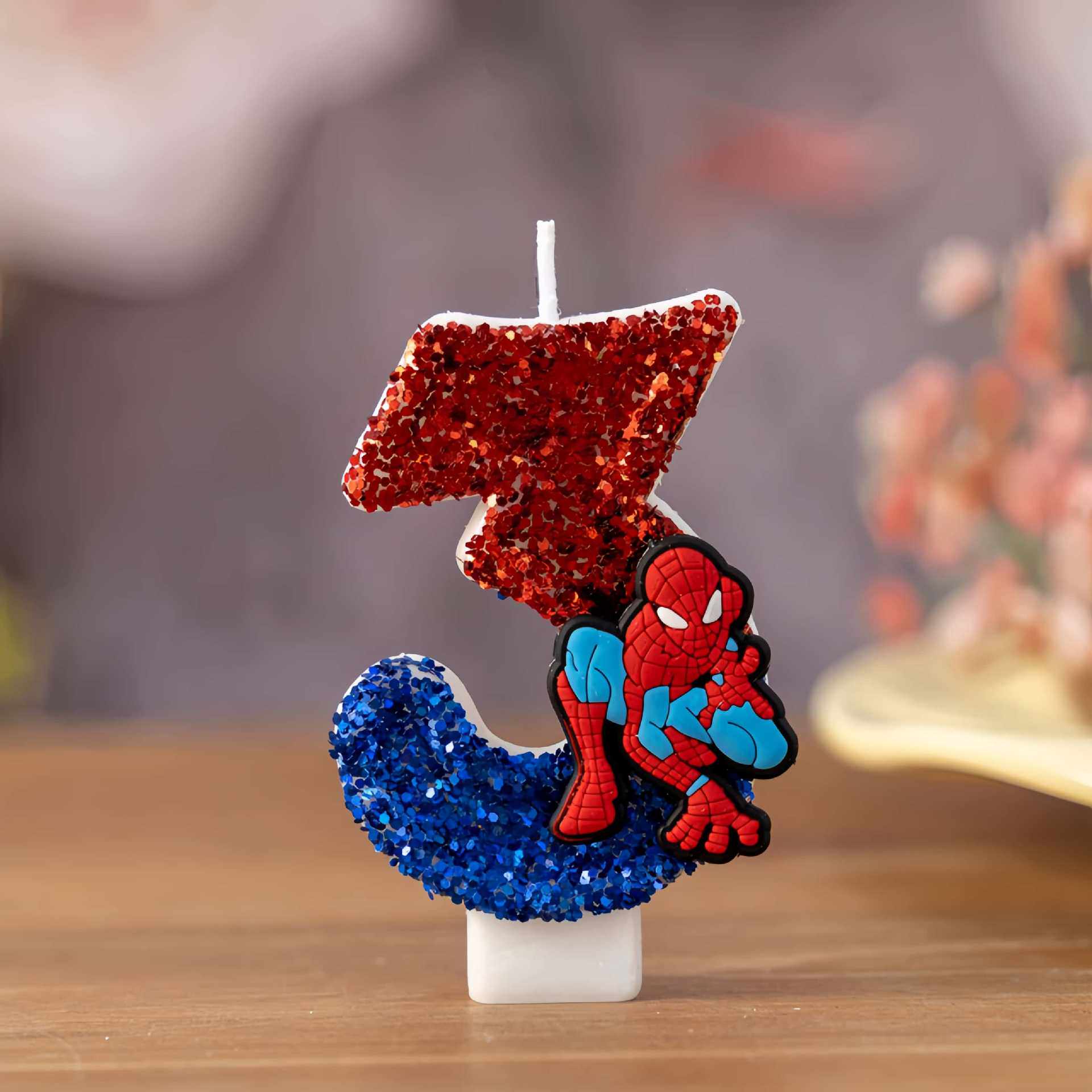 Party Games Kids Birthday - 0-9 Superhero SpiderMan Fun Figure Candles