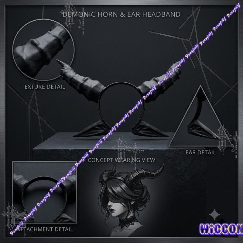 Party Games Stream - Black Devil Horn and Ears Headband