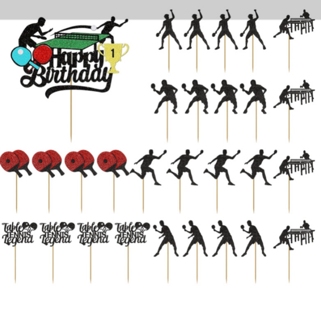 Party Games Jenga - Ping Pong Cake Topper Happy Birthday