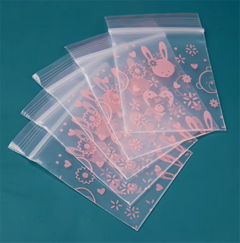 Party Games New Year - 100PCS Pink Rabbit Plastic PE Ziplock